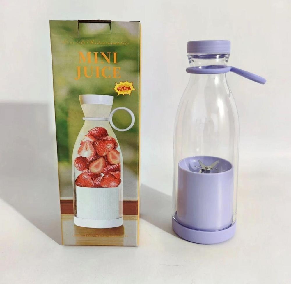 Portable 6 Blades Mini Bottle Juicer | USB Rechargeable Smoothie Blender | Powerful Personal Fruit Mixer For Travel, Gym & Home Use