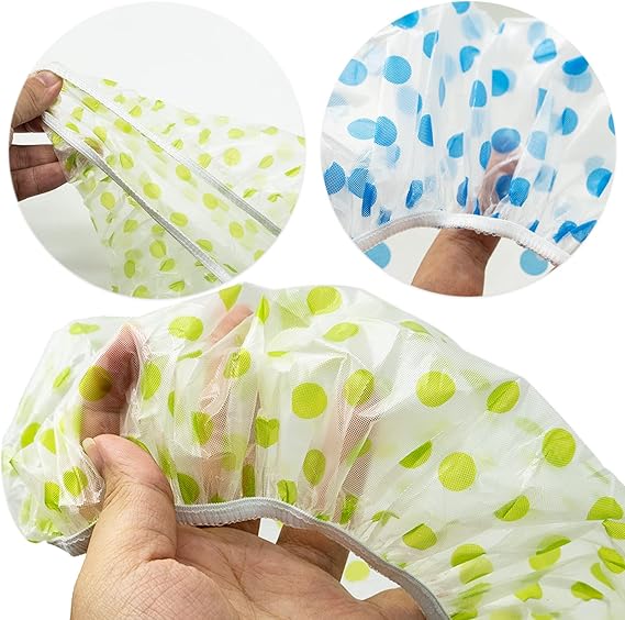 Waterproof Shower Cap 6-Pack - Large Size for Long Hair, Reusable & Adjustable