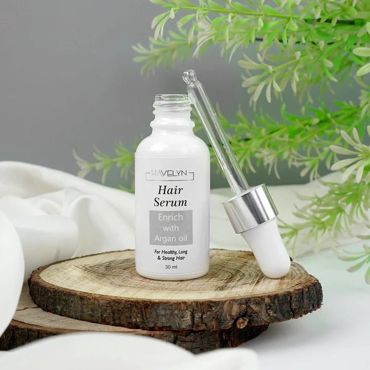 Before and after using Havelyn serum for shiny hair results