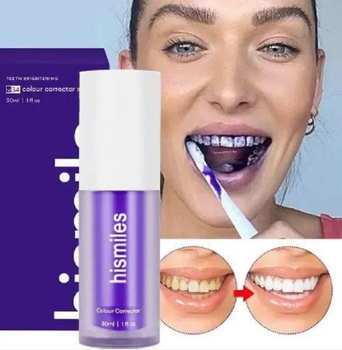 HiSmile V34 Purple Teeth Whitening Toothpaste - Stain Removal & Yellow Reduction 30ml AR
