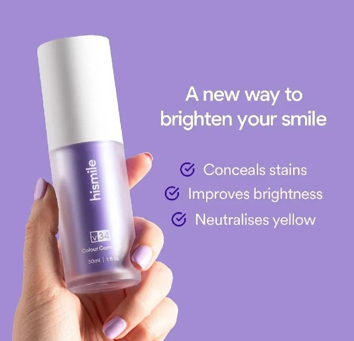 HiSmile V34 Purple Teeth Whitening Toothpaste - Stain Removal & Yellow Reduction 30ml AR