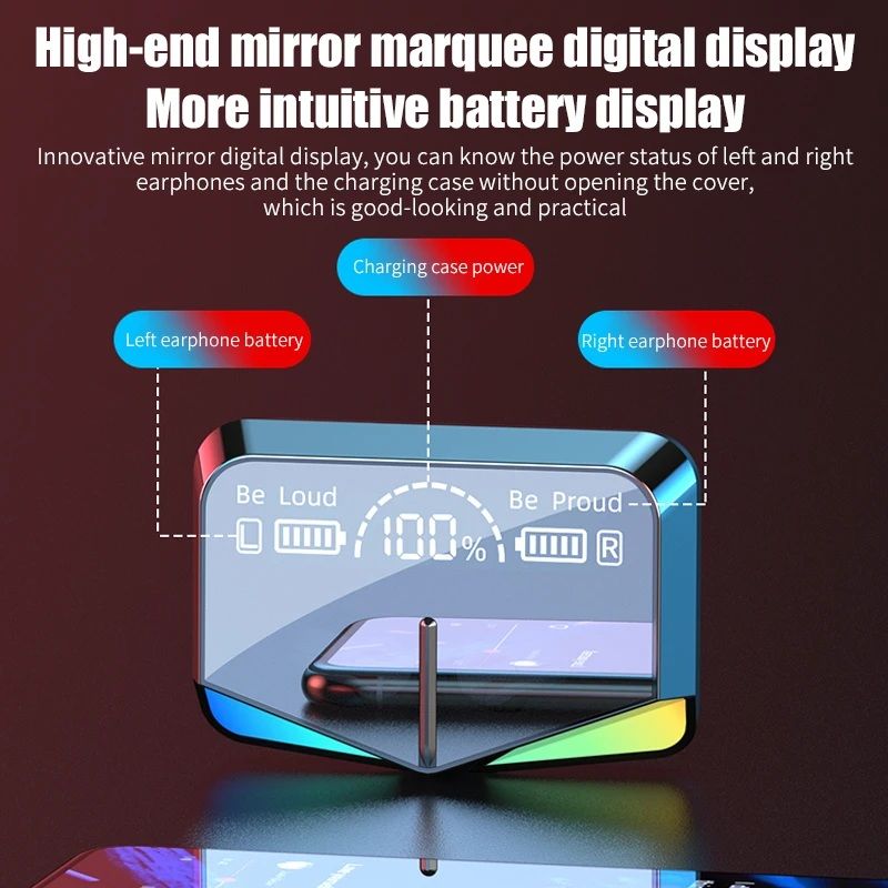 M28 earbuds case charging a smartphone showing power bank function
