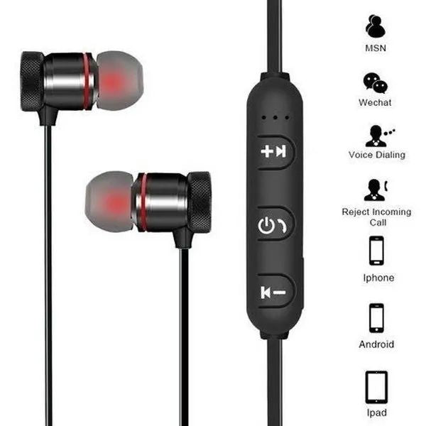 Magnetic earphones being charged via USB cable