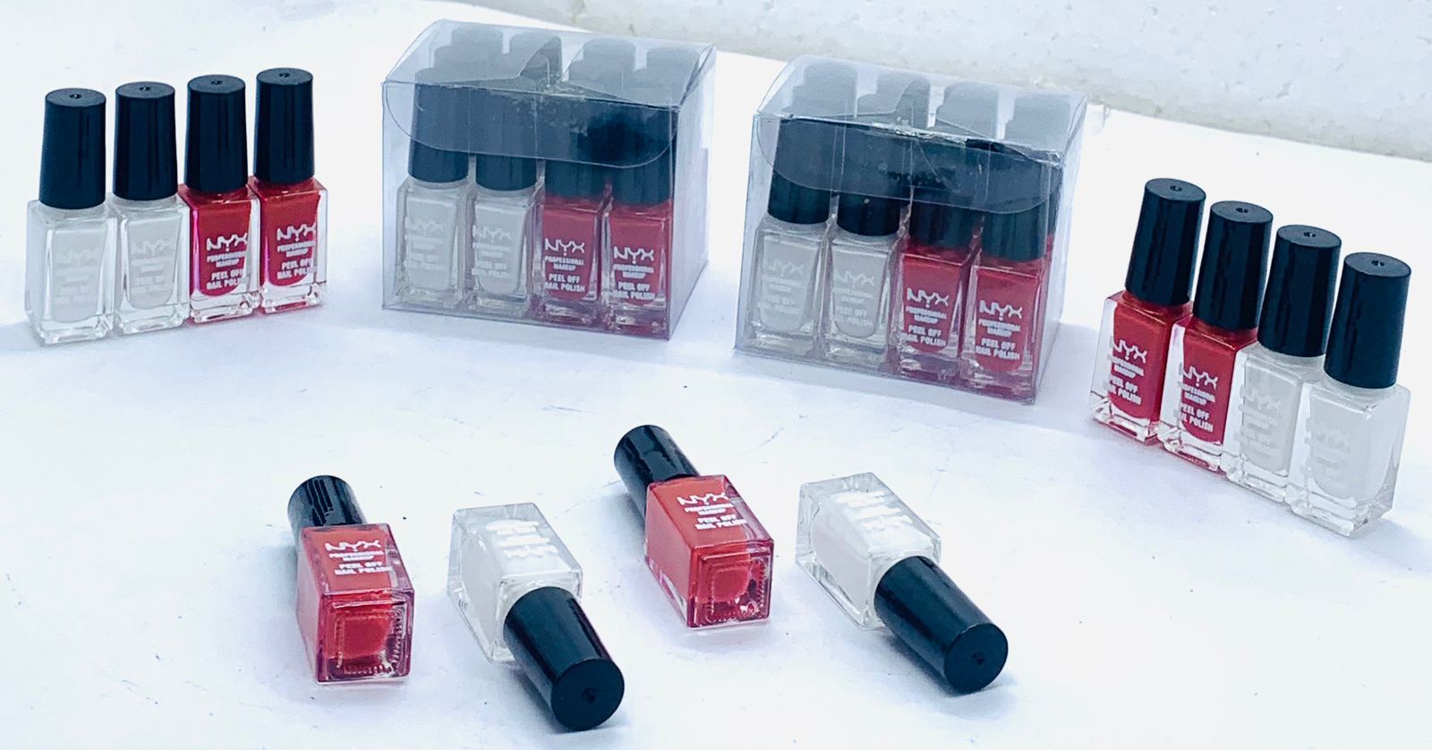 NYX Peel Off Nail Polish - 12 Pack (Red & White) | Easy Removal