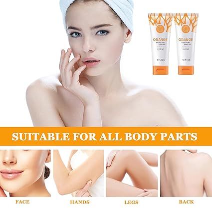 Close-up of the orange exfoliating gel texture on hand