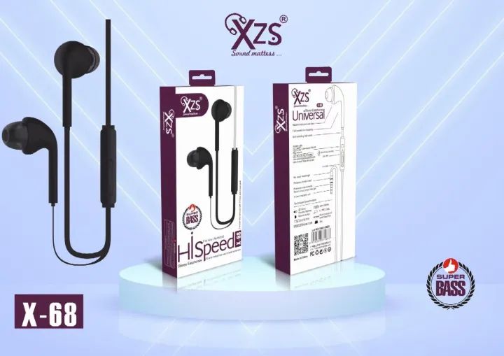 XZS X68 Hi-Speed Stereo Earphones with 3.5mm jack
